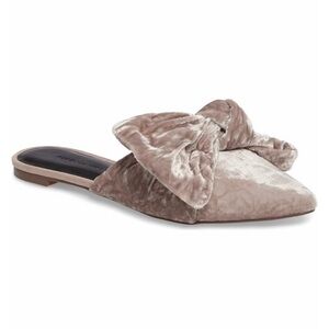 Rebecca Minkoff Taupe Velvet Bow Pointed-Toe Slip-On